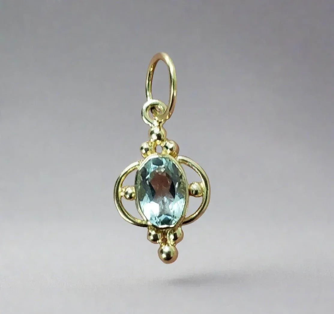 18k Gold Aquamarine Pendant Necklace for women - K Jewelry Accessories