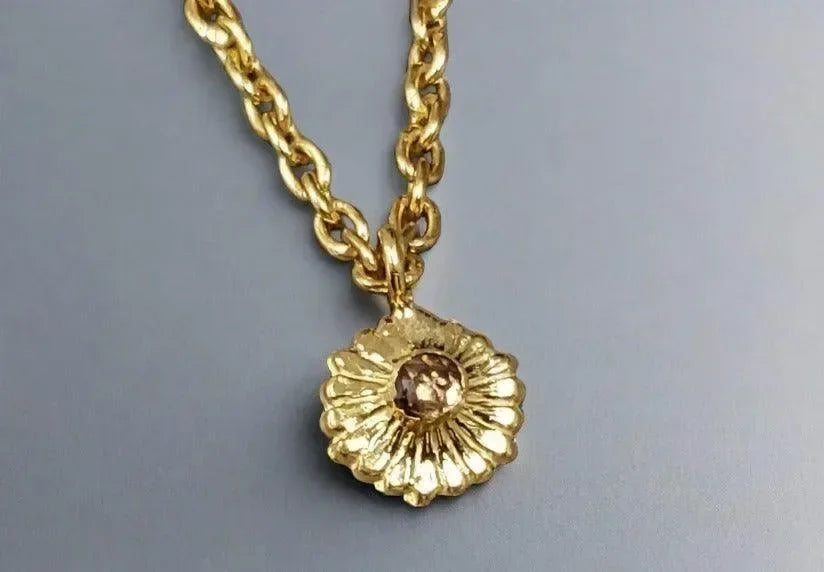 18k Gold Brown Rose Cut Diamond Charm Necklace Pendant - K Jewelry Accessories