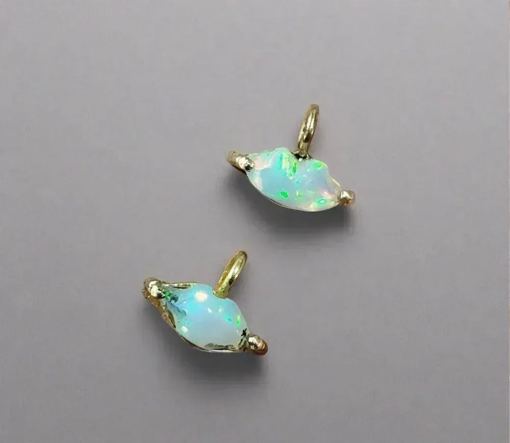 18k Gold Ethiopian Opal Lips Charm Multi Fire Stone - K Jewelry Accessories