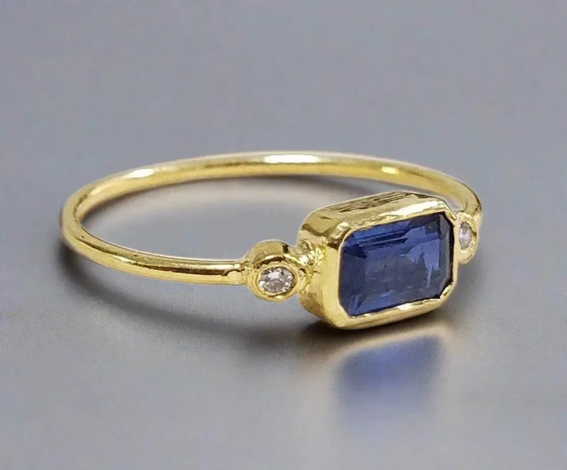18k Gold Kyanite with Diamond Ring - K Jewelry Accessories