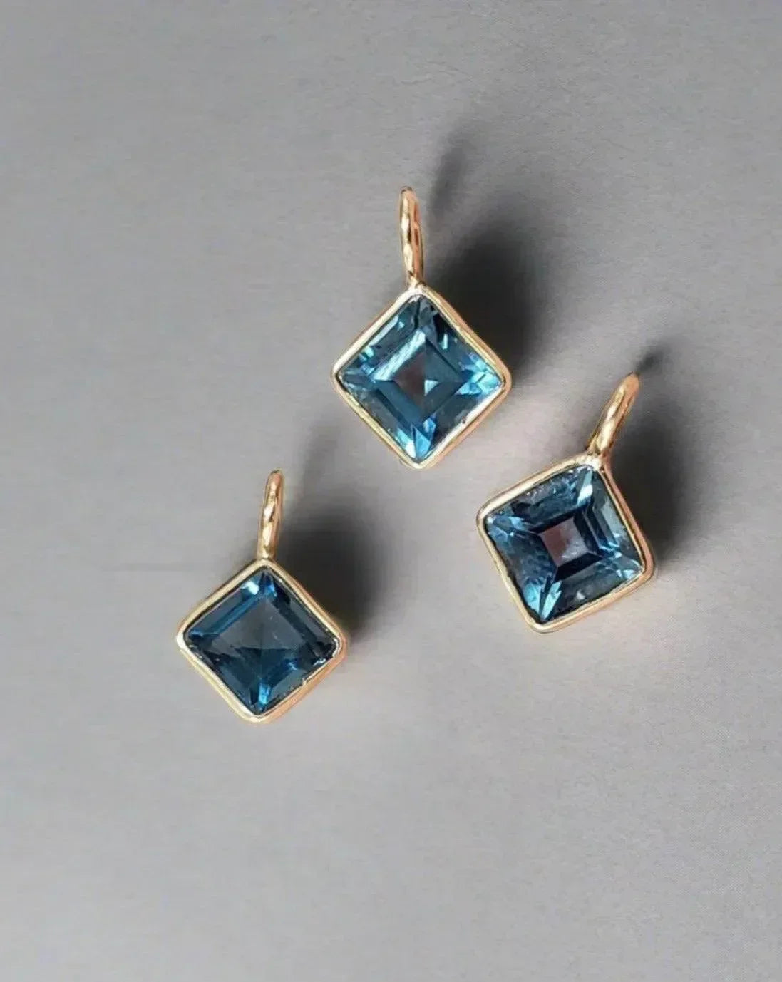 18k Gold London Blue Topaz Charm Pendant - K Jewelry Accessories