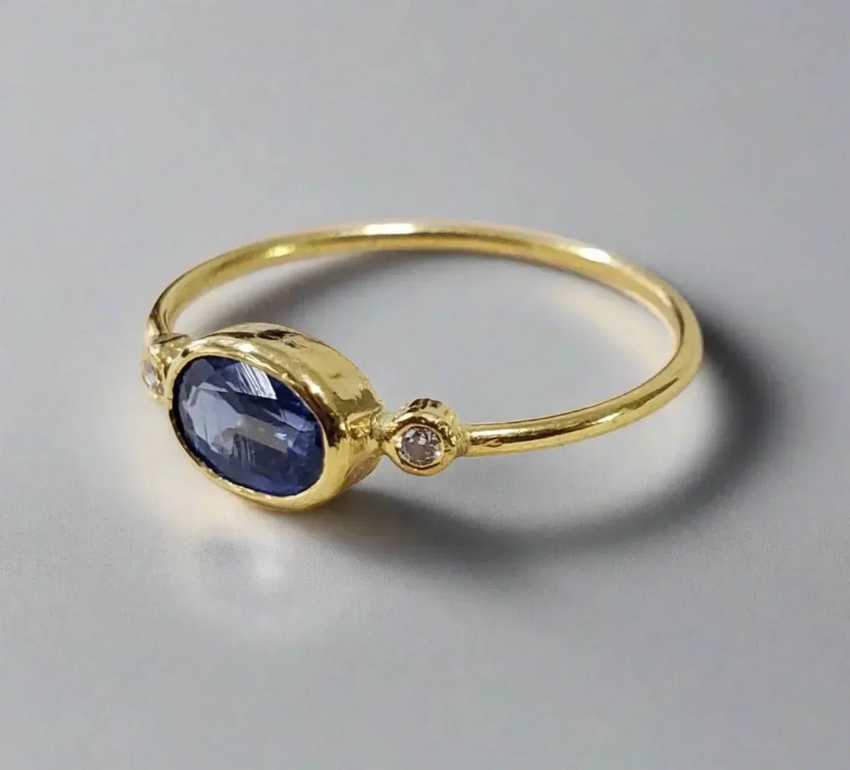 18k Gold Natural Kyanite with Diamond Ring - K Jewelry Accessories