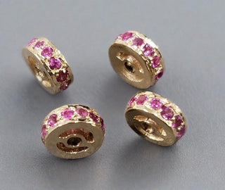 4 mm 14K Gold Ruby Rondelle Spacer Bead - K Jewelry Accessories