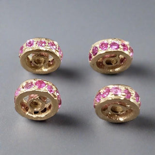 5 mm 14k Gold Pink Sapphire Rondelle Spacer Bead - K Jewelry Accessories