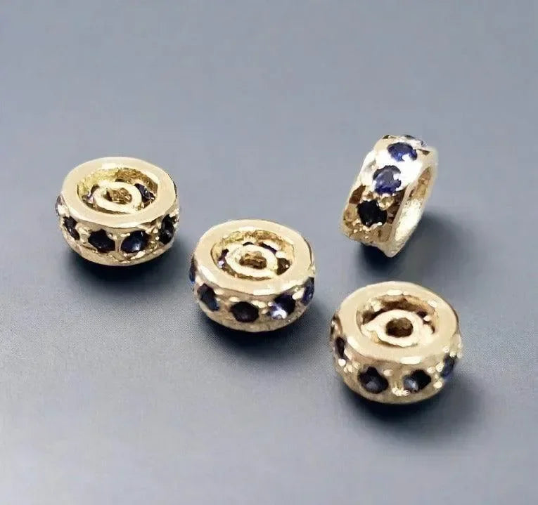 5 mm Blue Sapphire 14k Gold Spacer Beads Rondelle - K Jewelry Accessories