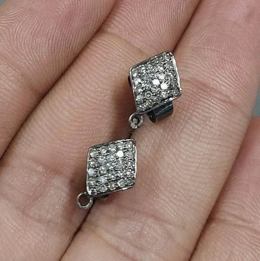 Stud Shape - 925 Silver Diamond Oxidized Earrings - K Jewelry Accessories