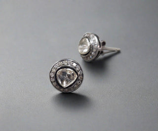 925 Silver Stud Shape - Polki Diamond Earrings - K Jewelry Accessories