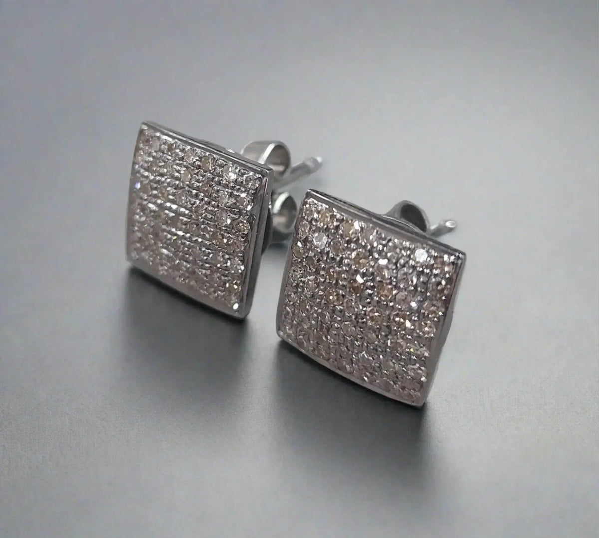 925 Silver Diamond Earrings - Victorian Stud Shape - K Jewelry Accessories