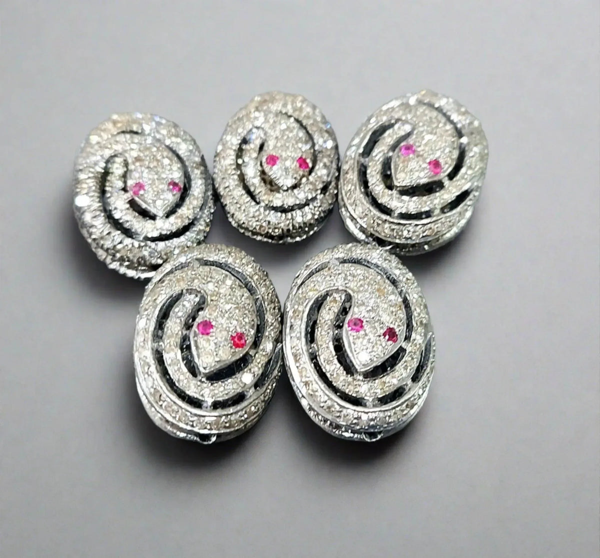 19 mm 925 Silver Diamond Beads Snake Shape Spacer - K Jewelry Accessories