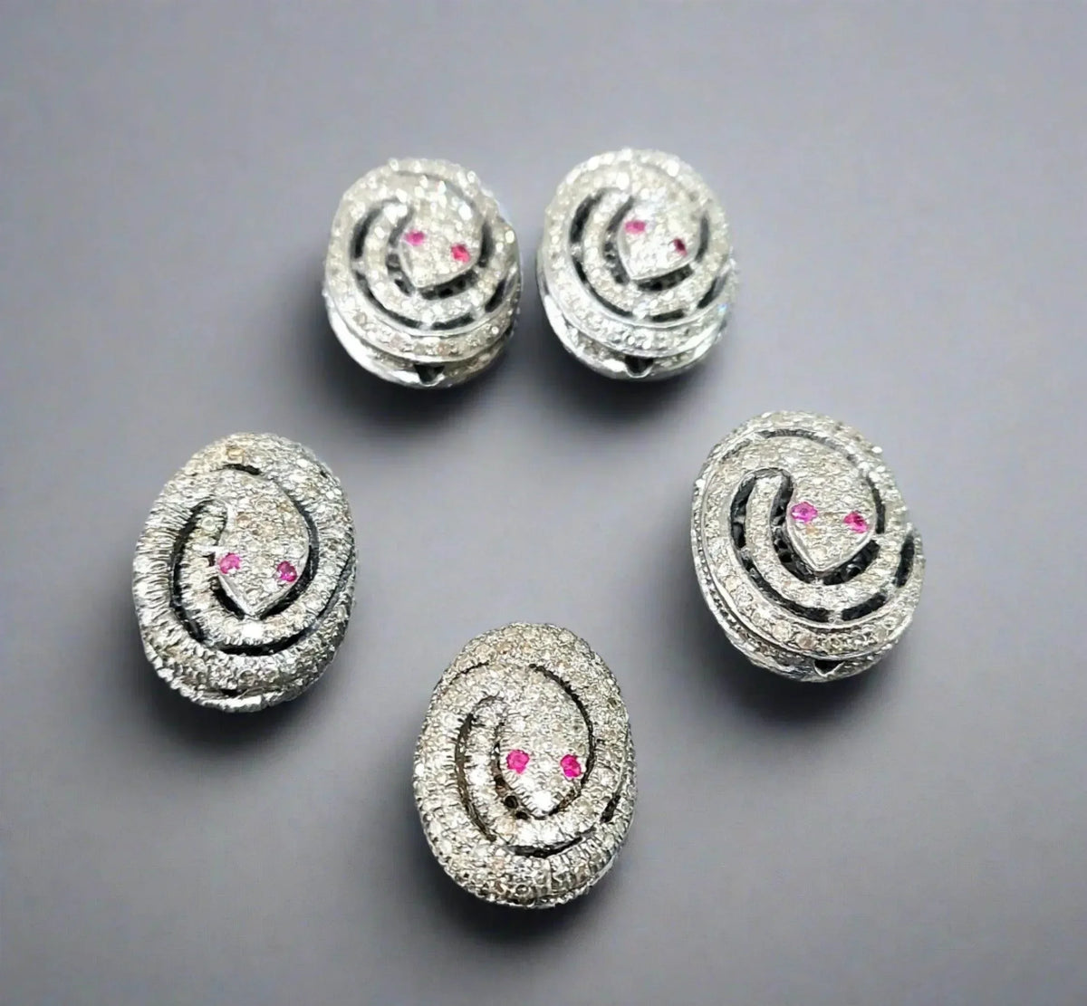 19 mm 925 Silver Diamond Beads Snake Shape Spacer - K Jewelry Accessories
