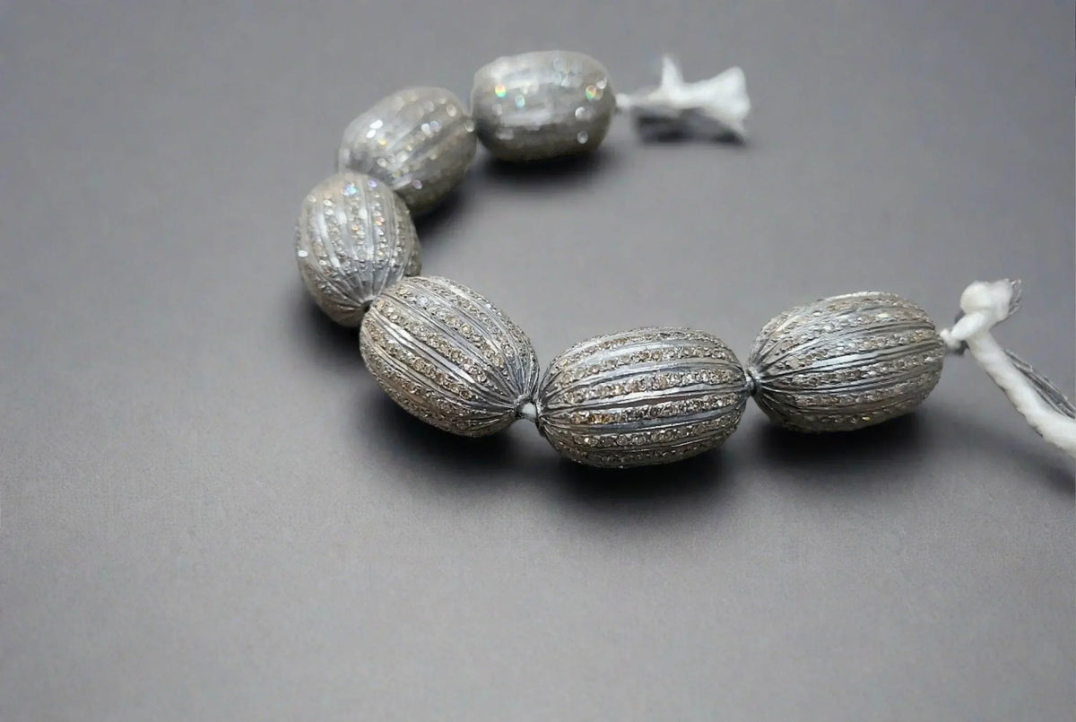 17 mm 925 diamond Beads Watermelon Shaped In Sterling silver - K Jewelry Accessories