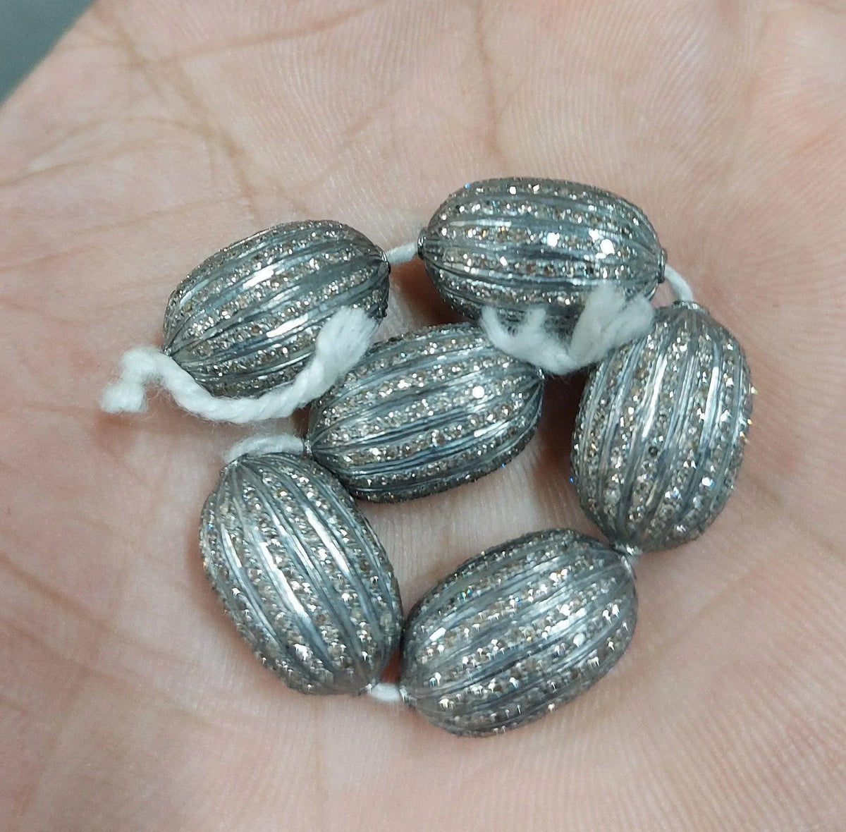 17 mm 925 diamond Beads Watermelon Shaped In Sterling silver - K Jewelry Accessories