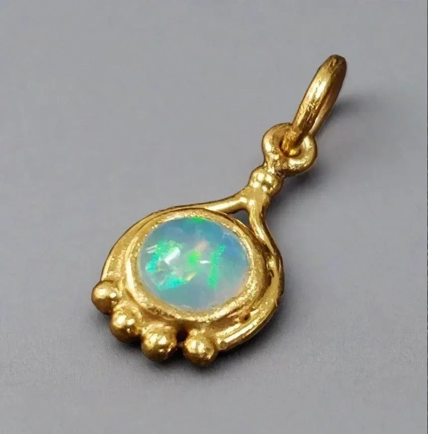 925 Ethiopian Opal Gold Vermeil Pendant Handmade jewelry - K Jewelry Accessories