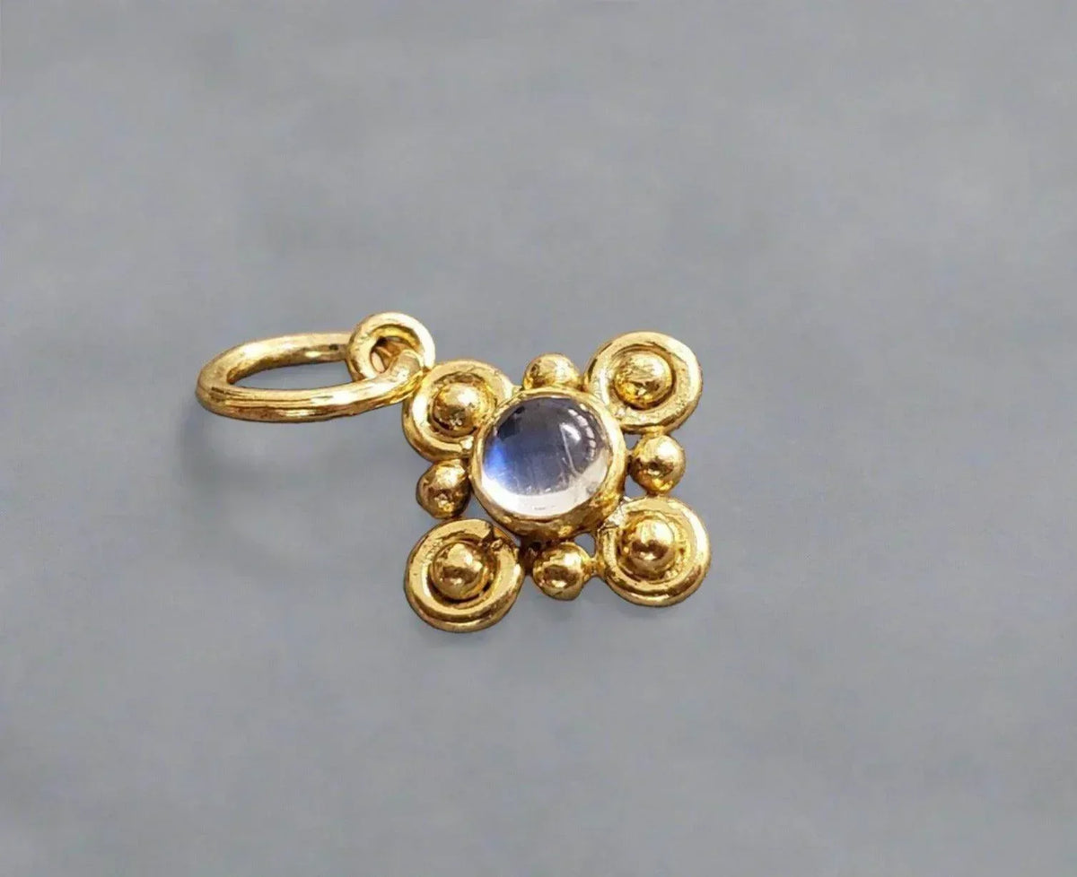 925 Gold Vermeil Rainbow Moonstone Pendant Dainty - K Jewelry Accessories