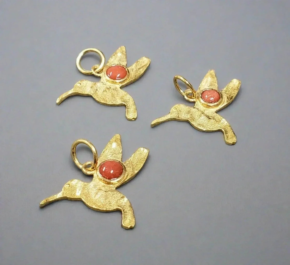 925 Gold Vermeil Coral Pendant Bird Shape Beautiful - K Jewelry Accessories