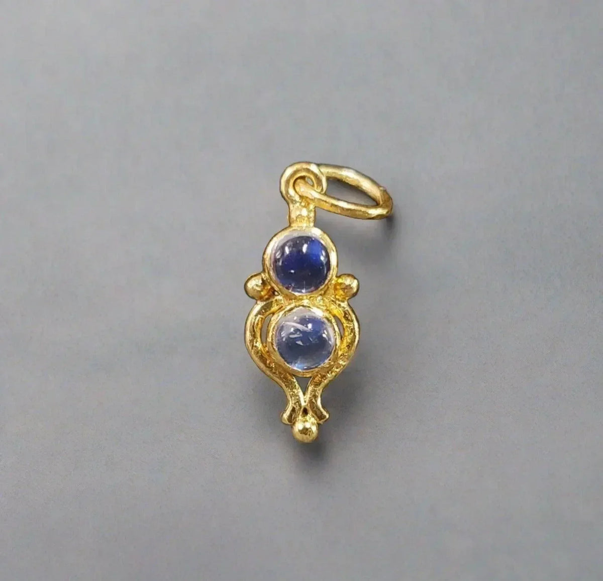 925 Gold Vermeil Rainbow Moonstone Pendant 2 stone jewelry - K Jewelry Accessories