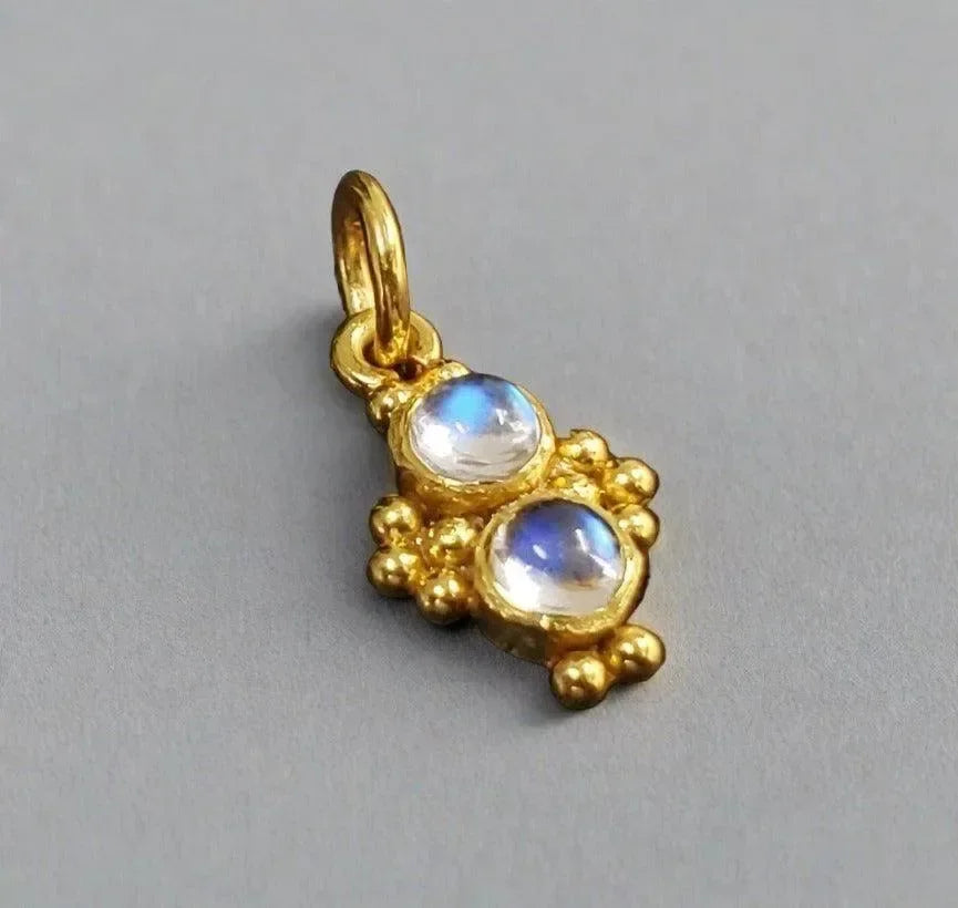 925 Gold Vermeil Rainbow Moonstone Pendant - K Jewelry Accessories