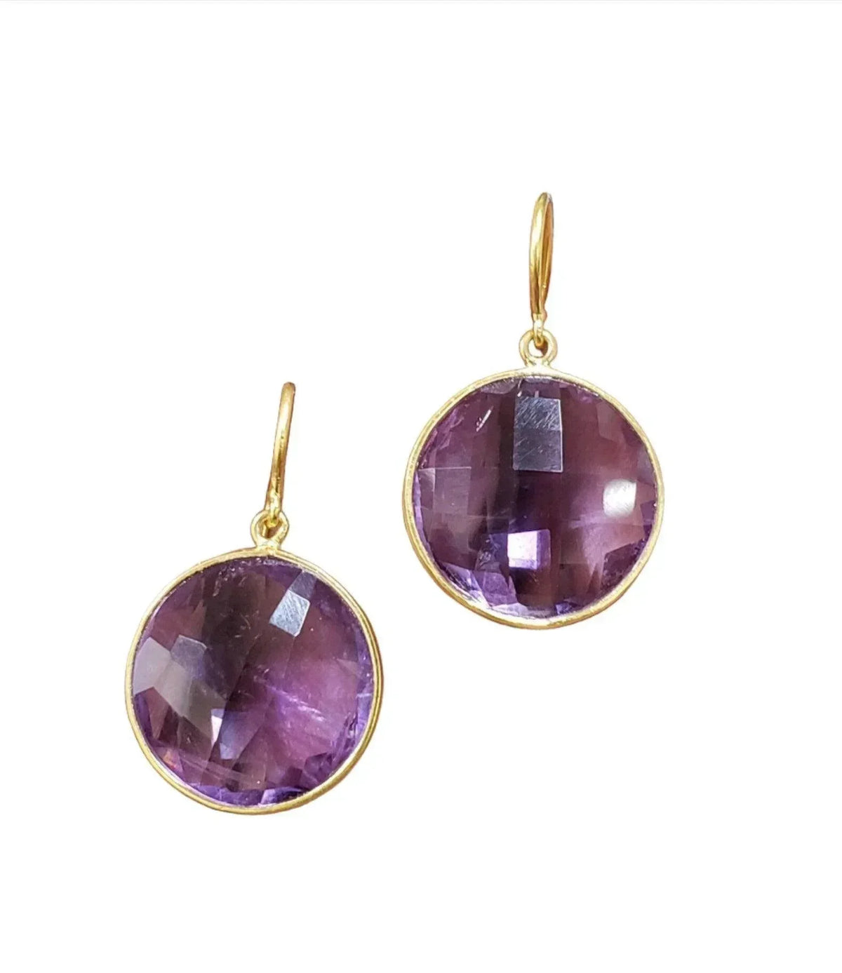 18k Gold Amethyst Earrings Purple Color For Women - K Jewelry Accessories