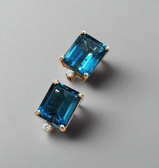 December Birthstone Jewelry for women - Blue Topaz Studs Earrings