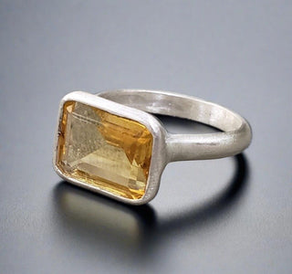 925 Silver Octagon Shape Citrine Ring - K Jewelry Accessories