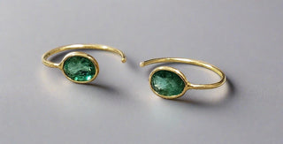 18k Gold Emerald Drop Earrings - K Jewelry Accessories