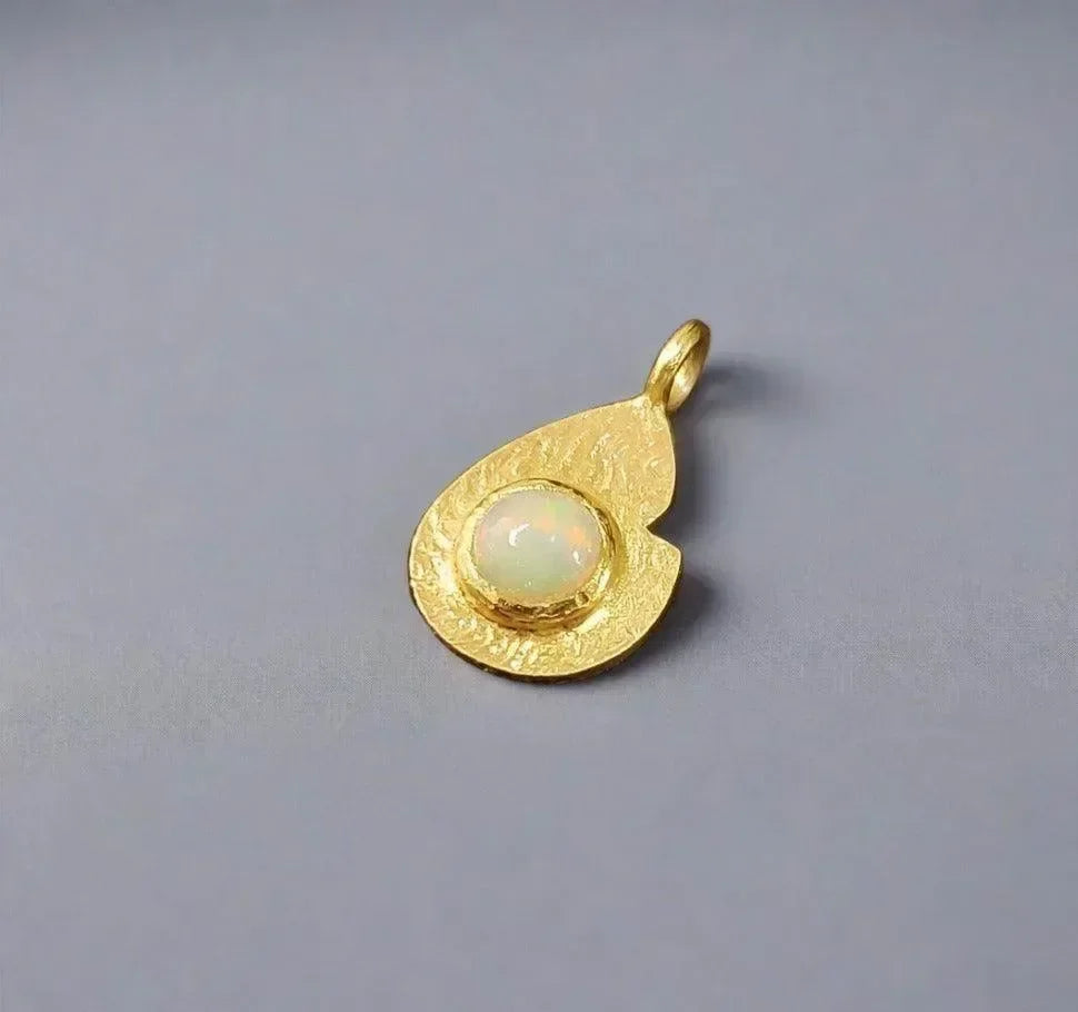 Gold Vermeil Ethiopian Opal Dainty Charm Pendant - K Jewelry Accessories