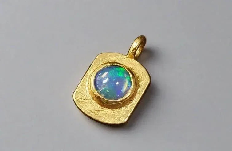 Gold Vermeil Ethiopian Opal Minimalist Charm Pendant - K Jewelry Accessories