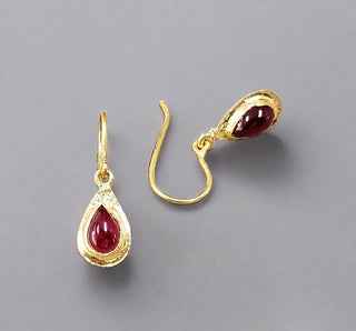 18k Gold Drop Ruby Earrings July Birthstone Jewelry Made with  Natural Stones