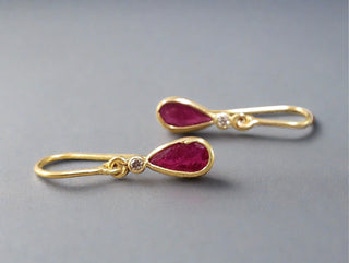 18k Gold Natural Ruby with Diamond Earring - K Jewelry Accessories