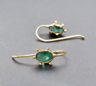 18k Gold Zambian Natural Emerald Earrings - K Jewelry Accessories