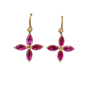 18k Gold Natural Ruby Leaf Earring - K Jewelry Accessories