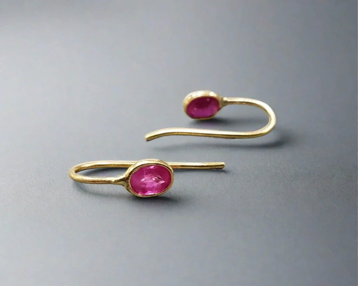 18k Gold Ruby Dainty Earrings - K Jewelry Accessories