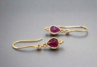 18k Gold Natural Earrings Ruby Drop For Women - K Jewelry Accessories