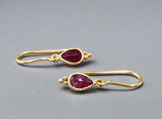 18k Gold Natural Ruby Dangle Earrings - K Jewelry Accessories