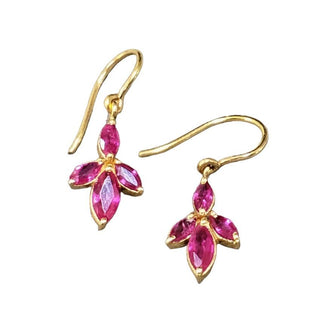 18k Flower Gold Ruby Earrings Beautiful - K Jewelry Accessories