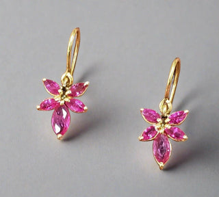 18k Gold Natural Leaf Earrings Ruby Jewelry For Women - K Jewelry Accessories