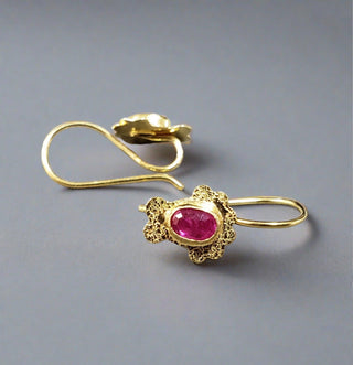 Textured Ruby Earrings Gold 18k - K Jewelry Accessories