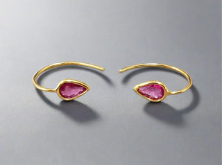 18k Gold Ruby Drop Earrings - K Jewelry Accessories