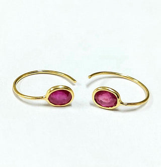 18k Gold Mini Ruby Hoop Earrings - K Jewelry Accessories