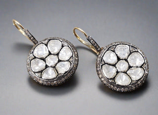 18k Gold & Silver - Diamond Polki Earrings For Women - K Jewelry Accessories