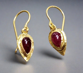 July Birthstone Earrings for Women - Ruby Teardrop shape Jewelry For Month Of July