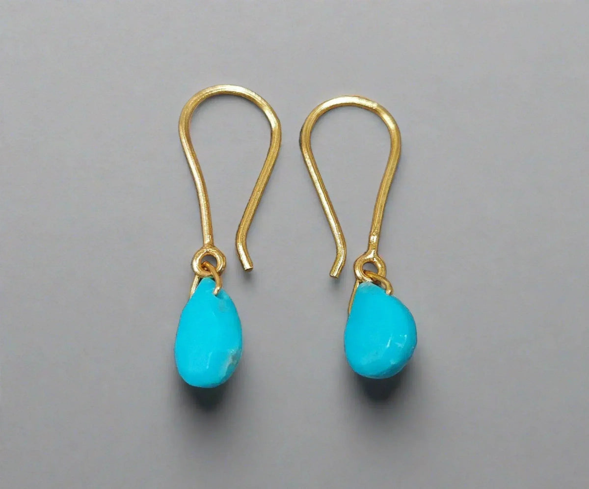 Natural Turquoise Gold Vermeil Earrings - K Jewelry Accessories