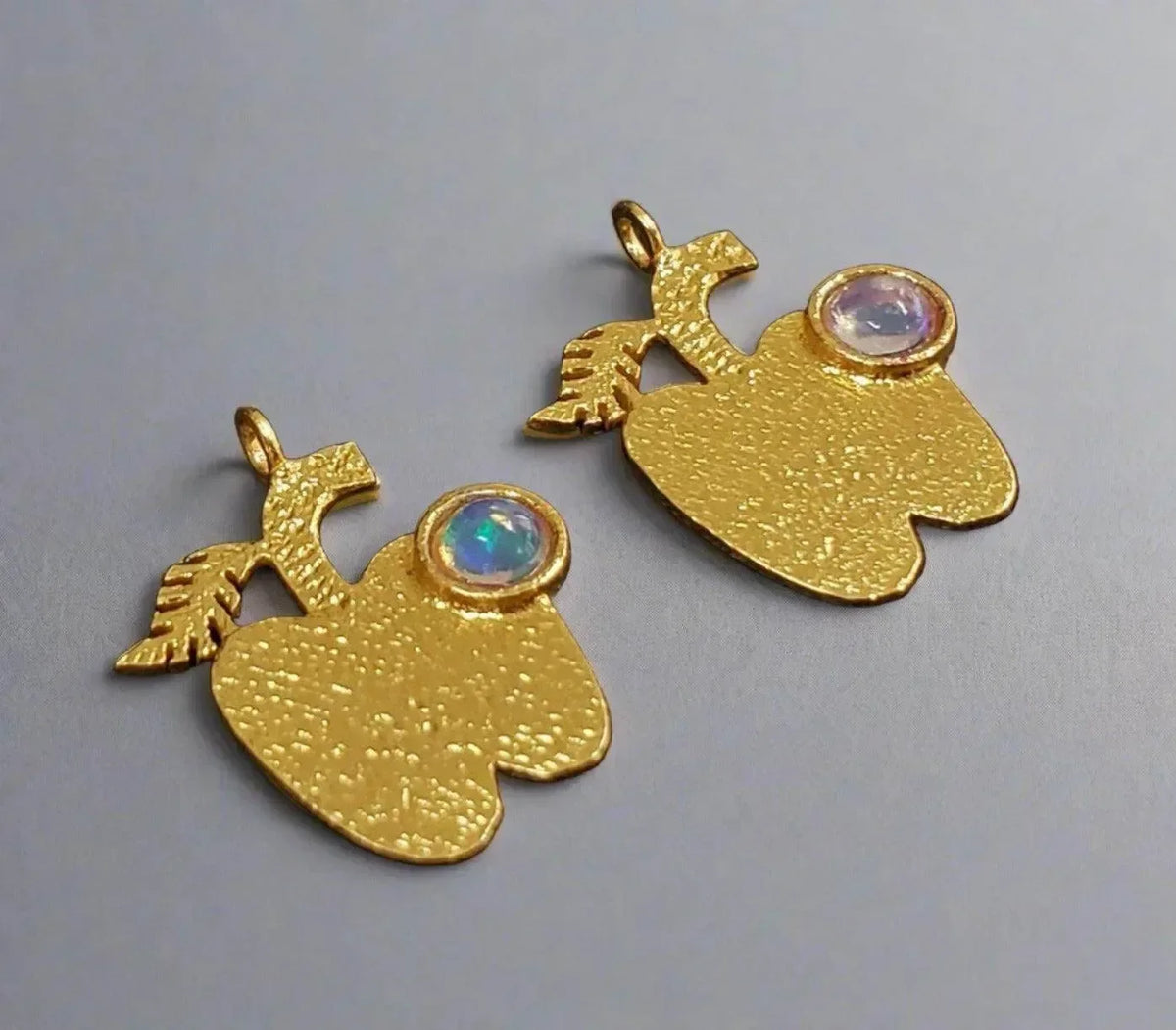 Gold Vermeil Apple Shape Ethiopian Opal Charm Pendant - K Jewelry Accessories