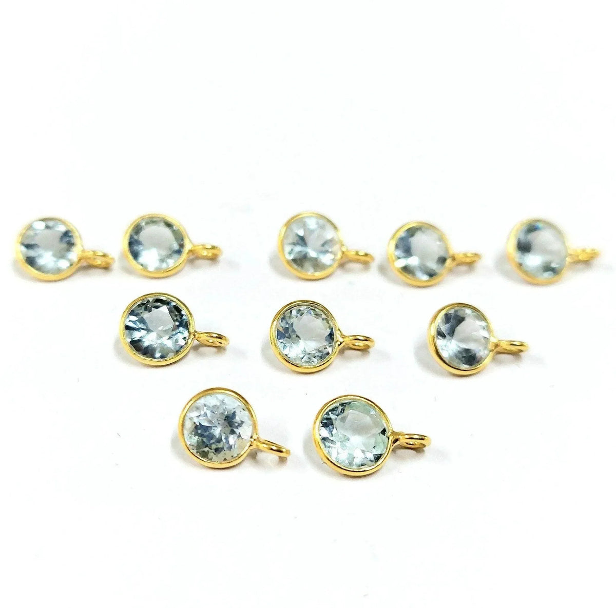 Dainty Gold Vermeil Aquamarine Charm Pendant - K Jewelry Accessories