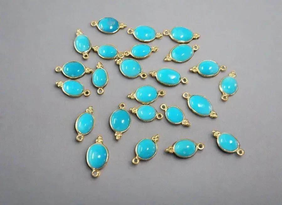 Gold Vermeil Arizona Blue Turquoise Charm Handmade - K Jewelry Accessories