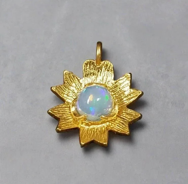Gold Vermeil Floral Ethiopian Fire Opal Charm Jewelry - K Jewelry Accessories