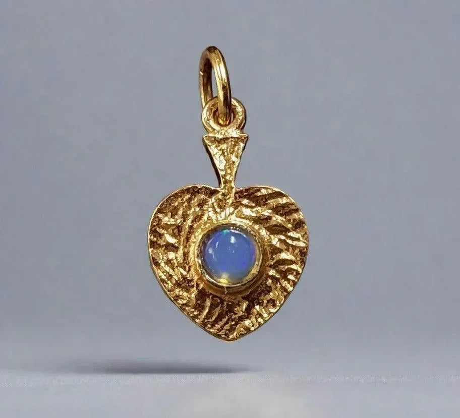 925 Gold Vermeil Ethiopian Opal Pendant Heart shape - K Jewelry Accessories
