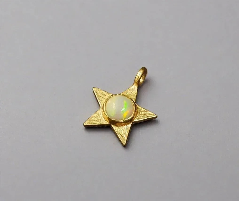 Gold Vermeil Ethiopian Opal Star Charm Pendant - K Jewelry Accessories