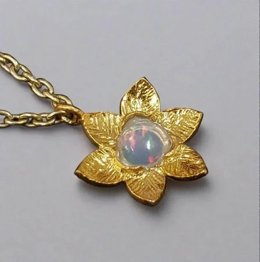 Gold Vermeil Floral Ethiopian Opal Charm Best Quality - K Jewelry Accessories