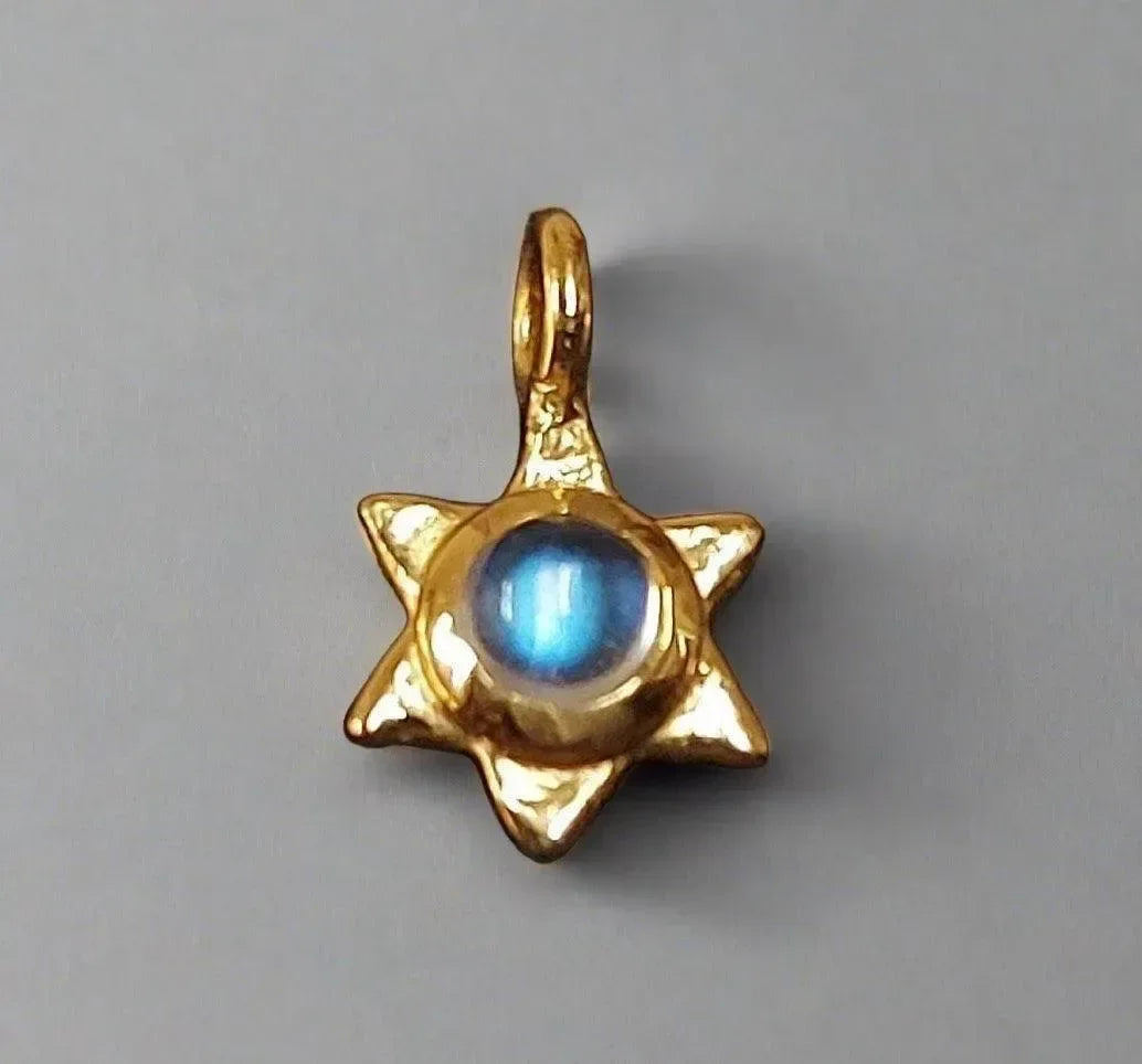 Gold Vermeil Rainbow Moonstone Teeny Tiny Star Charm - K Jewelry Accessories